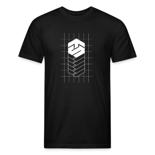 Tech Steve White V-Groved Collection - Men’s Fitted Poly/Cotton T-Shirt