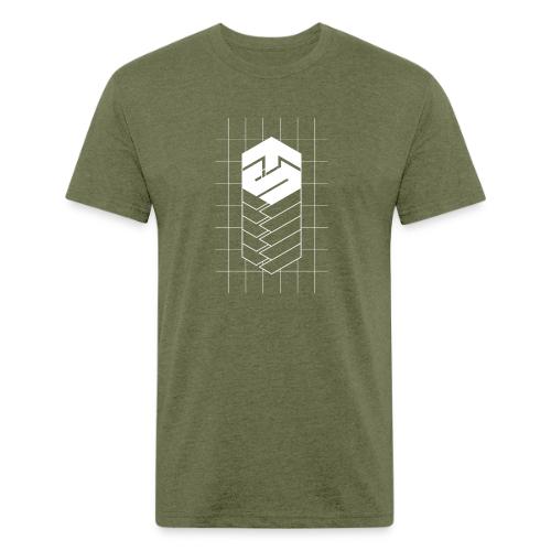 Tech Steve White V-Groved Collection - Men’s Fitted Poly/Cotton T-Shirt