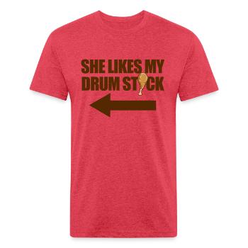 She Likes My Drumstick Raunchy Men's Thanksgivming - Unisex Poly/Cotton T-Shirt - heather red - Front - Jose (178cm)