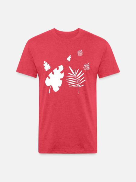 tropical leaves print - Unisex Poly/Cotton T-Shirt - heather red