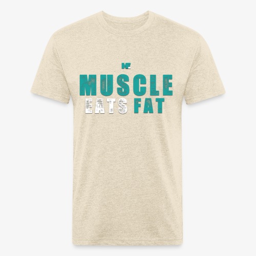 Muscle Eats Fat (Aqua White) - Men’s Fitted Poly/Cotton T-Shirt