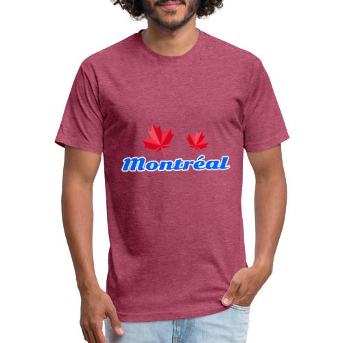 Montréal with two red maple leaves - Unisex Poly/Cotton T-Shirt