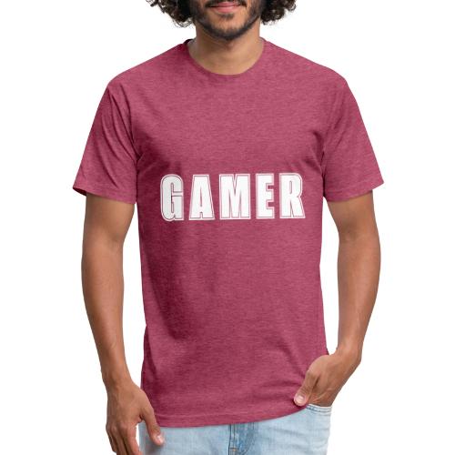 Gamer Collegiate White Text Design - Unisex Poly/Cotton T-Shirt