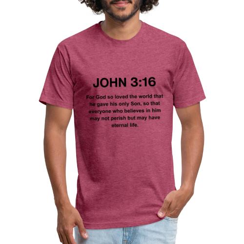 John 3:16 Christian Apparel – Bible Verse Clothing - Men’s Fitted Poly/Cotton T-Shirt
