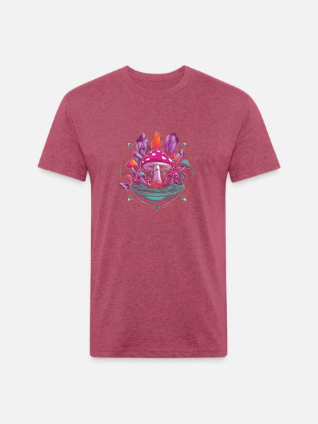Crystal Mushrooms Terrarium - Unisex Poly/Cotton T-Shirt - heather burgundy