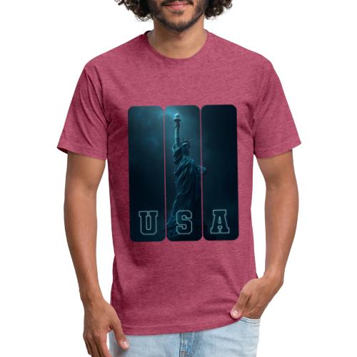 Neon Liberty USA Triptych - Unisex Poly/Cotton T-Shirt