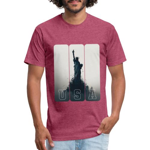 USA: Liberty Rising Over Manhattan - Unisex Poly/Cotton T-Shirt
