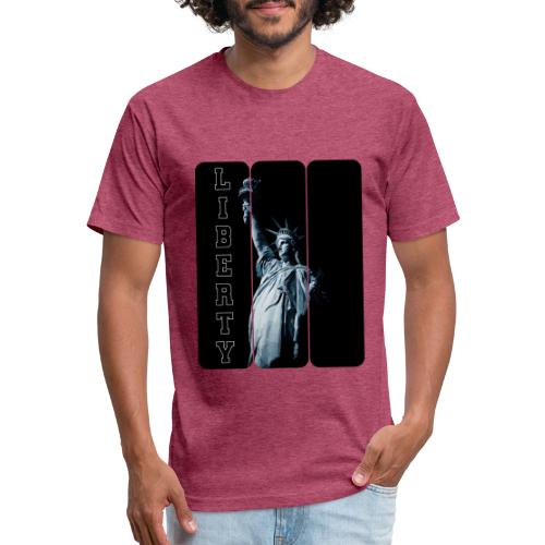 USA: Vertical Liberty - Unisex Poly/Cotton T-Shirt