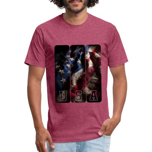 USA: Worn Stars and Stripes - Unisex Poly/Cotton T-Shirt