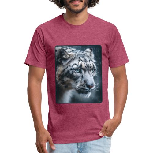 Snow Leopard Blue Eyes Design - Unisex Poly/Cotton T-Shirt