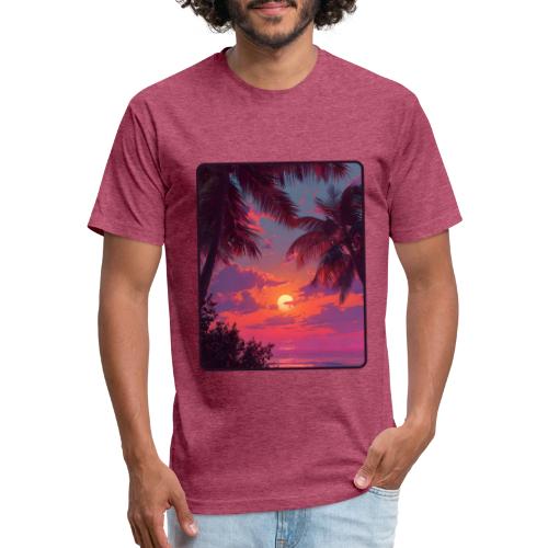 Tropical Sunset Palm Silhouette Design - Unisex Poly/Cotton T-Shirt