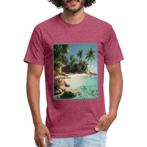 Serene Tropical Beach Floral Design - Unisex Poly/Cotton T-Shirt