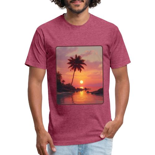 Tropical Beach Sunset Palm Design - Unisex Poly/Cotton T-Shirt