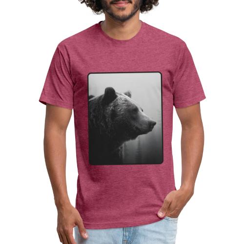 Grizzly Bear Black White Portrait Design - Unisex Poly/Cotton T-Shirt