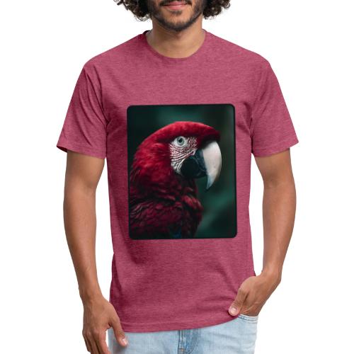 Red Green Macaw Bird Portrait Design - Unisex Poly/Cotton T-Shirt