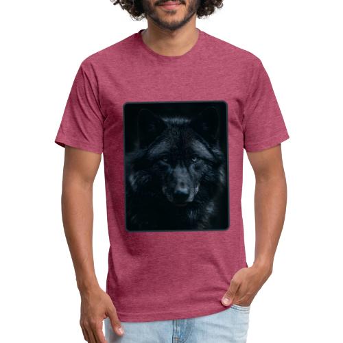 Black Wolf Intense Eyes Portrait Design - Unisex Poly/Cotton T-Shirt