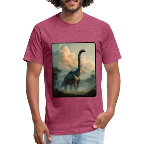Brachiosaurus Prehistoric Scene Design - Unisex Poly/Cotton T-Shirt
