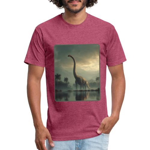 Brachiosaurus Misty Lake Design - Unisex Poly/Cotton T-Shirt
