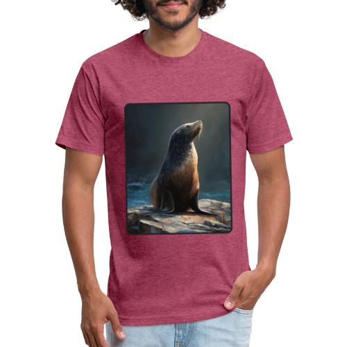 Fur Seal Artistic Shore Portrait Design - Unisex Poly/Cotton T-Shirt