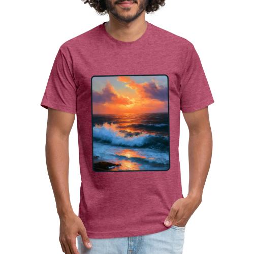 Sunset Storm Waves Oil Painting - Unisex Poly/Cotton T-Shirt