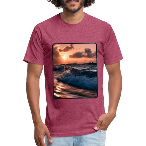Golden Sunset Ocean Wave - Unisex Poly/Cotton T-Shirt