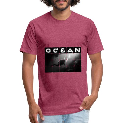 Ocean: Monochrome descent of a scuba diver - Unisex Poly/Cotton T-Shirt