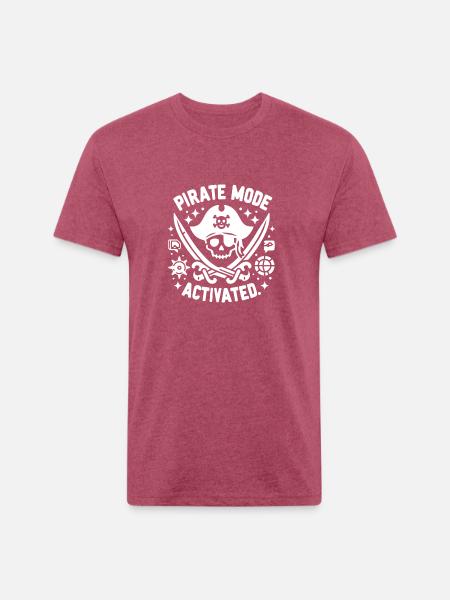 Pirate Mode Activated - Unisex Poly/Cotton T-Shirt - heather burgundy