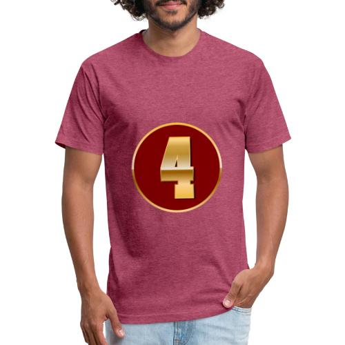 Number 4 in Gold Varsity Font - Unisex Poly/Cotton T-Shirt