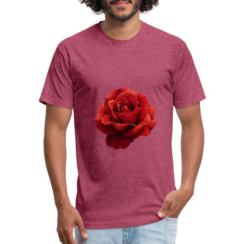 Rose: Crimson Dew Bloom - Unisex Poly/Cotton T-Shirt