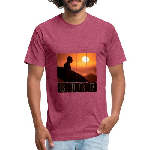 Surfing: Sunset Surf Panels - Unisex Poly/Cotton T-Shirt