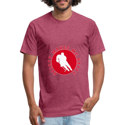 Hockey Makes Me Happy – Ice Hockey Fan Emblem - Unisex Poly/Cotton T-Shirt