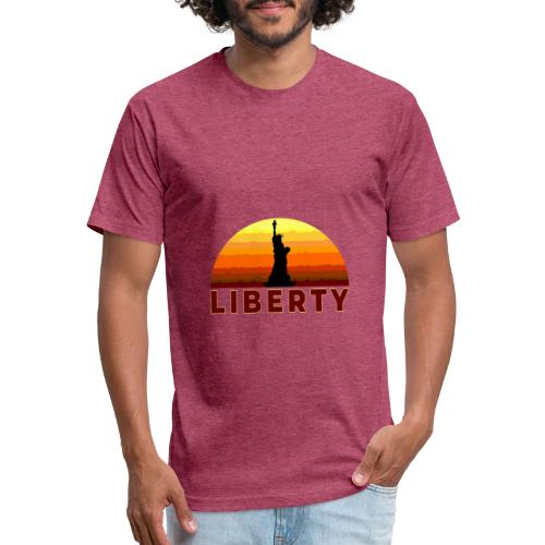 USA: Sunset Liberty Bold - Unisex Poly/Cotton T-Shirt