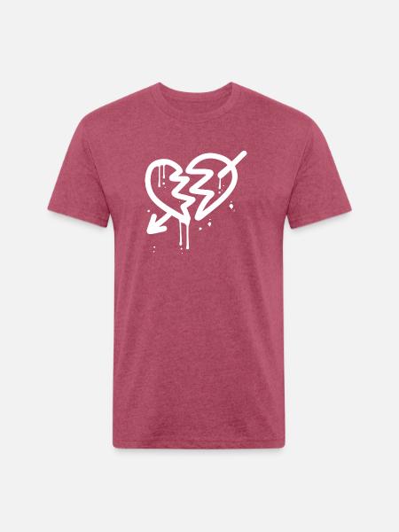 Broken Heart Arrow - Unisex Poly/Cotton T-Shirt - heather burgundy
