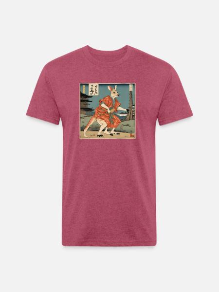 Retro Prank Kangaroo Design - Unisex Poly/Cotton T-Shirt - heather burgundy