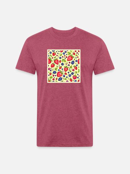 Mixed Berry Seamless Pattern - Unisex Poly/Cotton T-Shirt - heather burgundy
