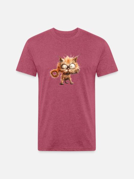 Funny Cat - Unisex Poly/Cotton T-Shirt - heather burgundy