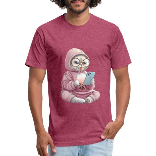 Cool Cat Bubble Tea Cartoon Design - Unisex Poly/Cotton T-Shirt