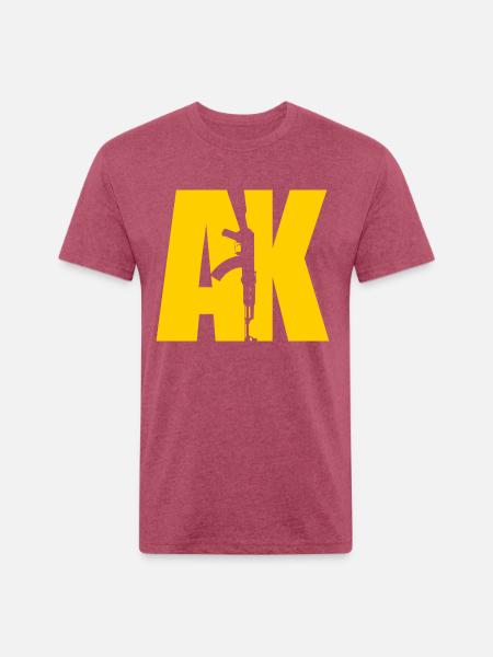 AK47 YELLOW - Unisex Poly/Cotton T-Shirt - heather burgundy
