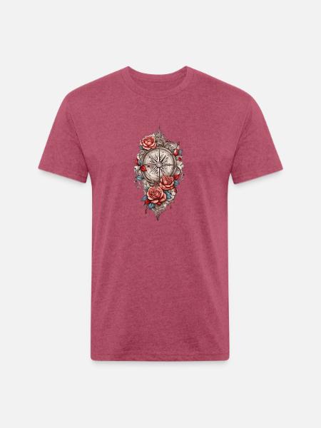 Rose Compass Elegance Collection - Unisex Poly/Cotton T-Shirt - heather burgundy