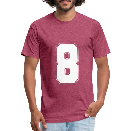 White Number 8 – Varsity Font - Unisex Poly/Cotton T-Shirt