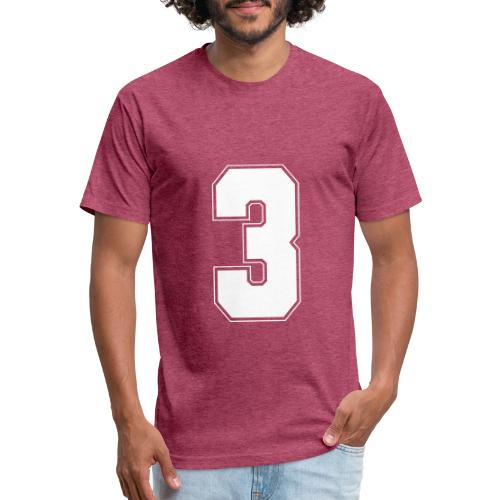 White Number 3 – Varsity Font - Unisex Poly/Cotton T-Shirt