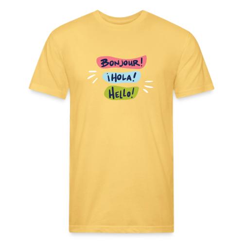 Bonjour Hola Hello Shirts - Men’s Fitted Poly/Cotton T-Shirt
