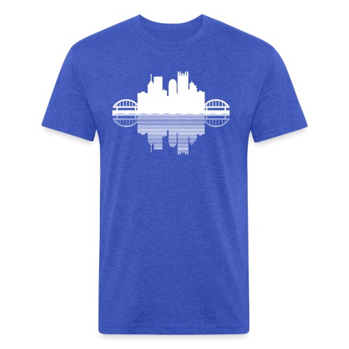 Pittsburgh Skyline Reflection - Fitted Cotton/Poly T-Shirt by Next Level