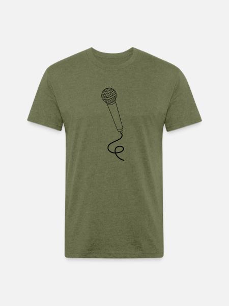 microphone - Unisex Poly/Cotton T-Shirt - heather military green