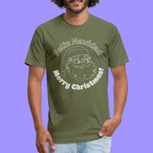 Feliz Navidad Merry Christmas Santa Claus Line Art - Unisex Poly/Cotton T-Shirt