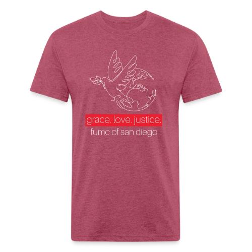 Grace. Love. Justice.- dove and earth graphic - Unisex Poly/Cotton T-Shirt