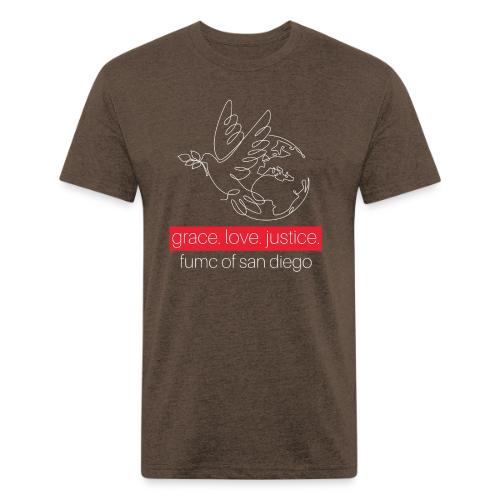 Grace. Love. Justice.- dove and earth graphic - Unisex Poly/Cotton T-Shirt
