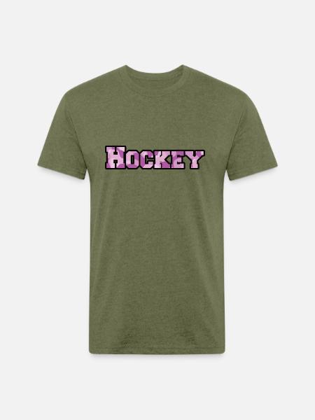 Hockey purple camo - Unisex Poly/Cotton T-Shirt - heather military green
