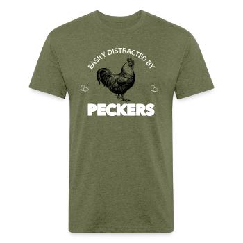 Easily Distracted By Peckers - Unisex Poly/Cotton T-Shirt - heather military green - Front - Jose (178cm)