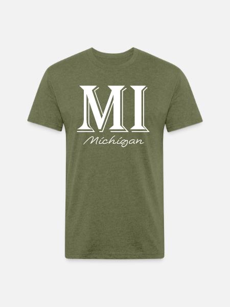 Michigan USA - Unisex Poly/Cotton T-Shirt - heather military green